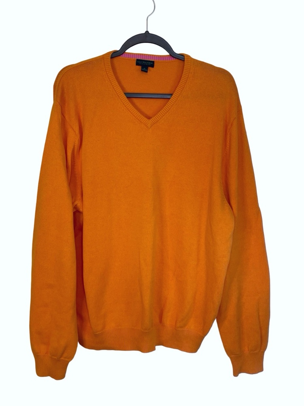 Lilly Pulitzer Men's V-Neck Sweater in Vibrant Orange